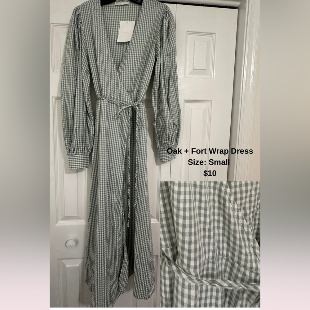 OAK + FORT Long Sleeve Gingham Dress